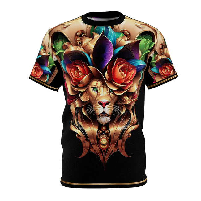 Floral Lion T-Shirt Unisex All Over Print Tee Decorative Lion T-Shirt for Men and Women | 00046