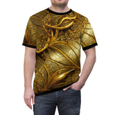 Gold Foil T-Shirt Unisex Tee All Over Print T-Shirt Decorative Gold Tee Unisex T-Shirt Gold Print Tee | X3336