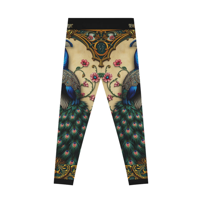 Beige Peacock Leggings Women Peacock Print Leggings Peacock Lovers Gift Women Casual Wear Leggings | X3502