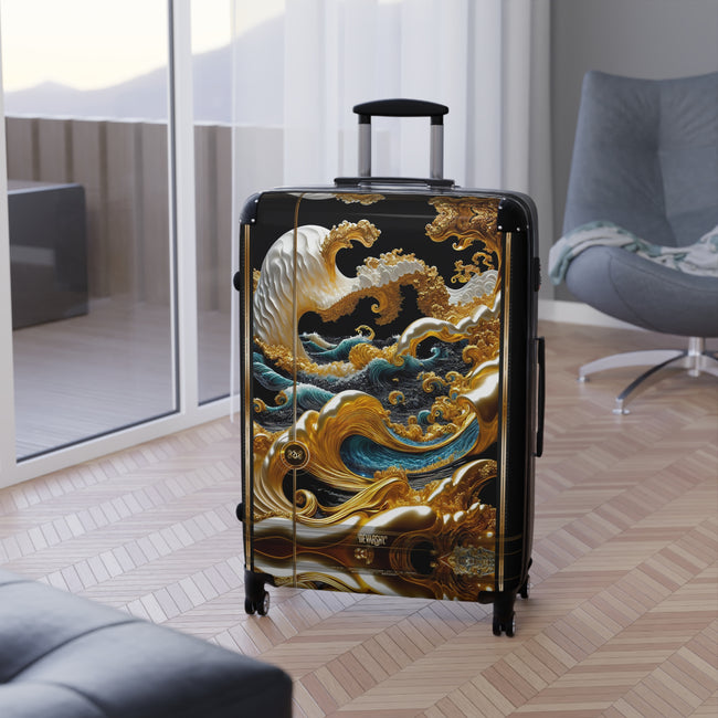 Golden Waves Suitcase Decorative Travel Luggage Carry-on Suitcase Premium Hard Shell Suitcase on Wheels | X3351A