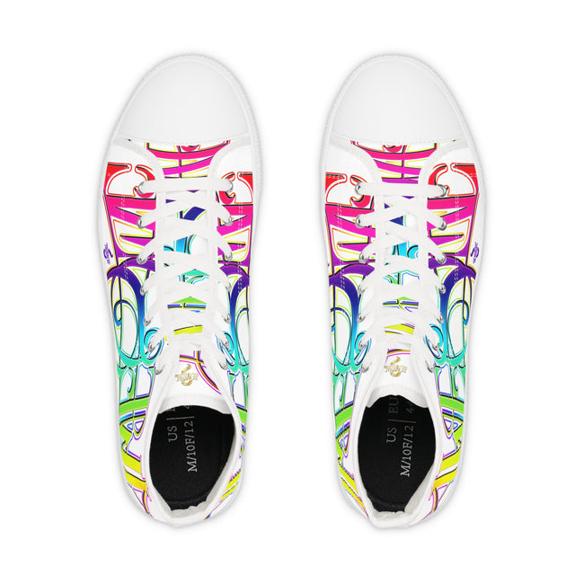 Awesome Graffiti Shoes, Unisex High Top Sneakers, Printed Canvas Shoes, Cool Colorful Shoes, Unisex Sneakers, Rainbow Colors Shoes