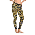 Baroque Angel Leggings Women Spandex Leggings Casual Wear Decorative Golden Leggings Women Lounge Wear | X3451