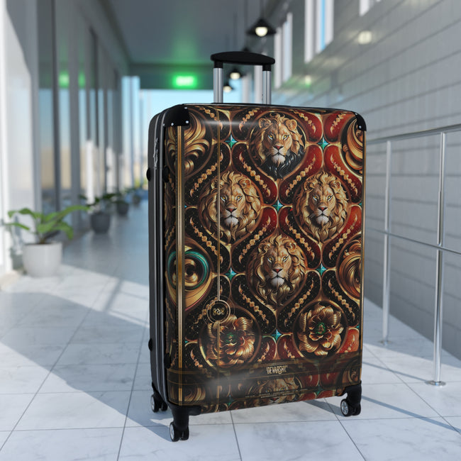 Lion Damask Suitcase Decorative Travel Luggage Premium Hard Shell Carry-on Suitcase Lion Print Suitcase | D20224A