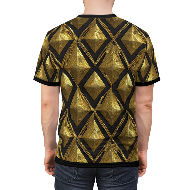 Diamond Pattern Golden T-Shirt Unisex All Over Print Tee Gold and Black Unisex T-Shirt  | X3348A
