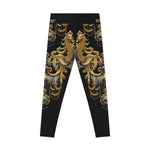 Baroque Panther Leggings Decorative Golden Leggings Spandex Women Leggings Black Panther Printed Leggings Women Casual Wear  | X3449