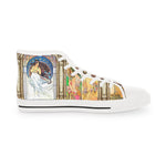 Mucha Art Canvas Shoes, High Top Sneakers, Unisex Canvas Shoes, Art Nouveau Sneakers, Trendy Hi Tops Shoes, Unisex Sneakers | 99005B