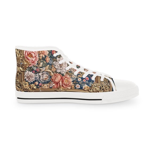 Baroque Fleur Shoes, Unisex High Top Sneakers, Floral Print Shoes, Baroque Florals Shoes, Unisex Canvas Shoes, Florals Sneakers | 104941