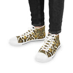 Decorative Baroque Shoes, Trendy High Top Sneakers, Unisex Canvas Shoes, Decorative Golden Sneakers, Baroque Canvas Shoes, Unisex Sneakers | D20124B