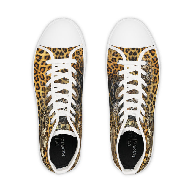 Leopard Print Shoes, Trendy High Top Sneakers, Animal Print Shoes, Unisex Canvas Shoes, Leopard Print Sneakers, Unisex Hi Tops Canvas Shoes | 006