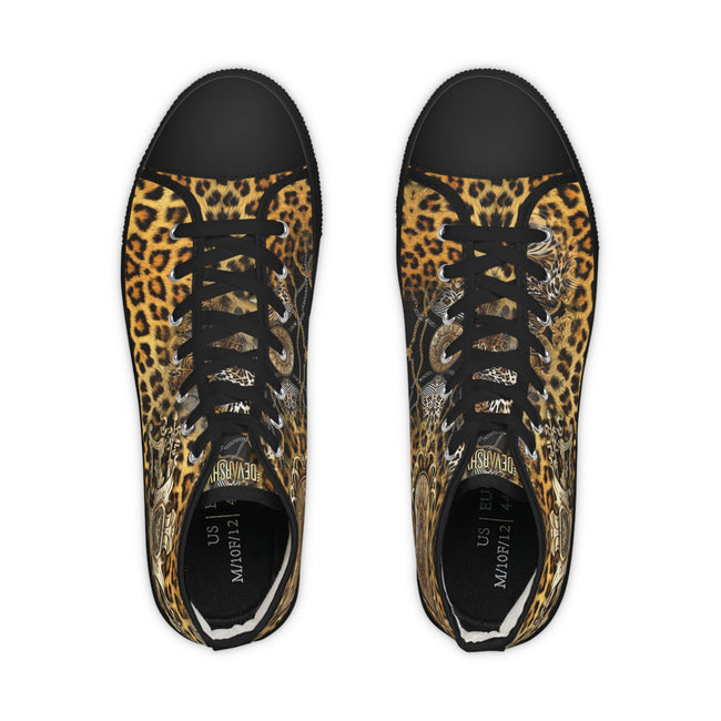 Leopard Print Shoes, Trendy High Top Sneakers, Animal Print Shoes, Unisex Canvas Shoes, Leopard Print Sneakers, Unisex Hi Tops Canvas Shoes | 006