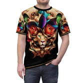 Floral Lion T-Shirt Unisex All Over Print Tee Decorative Lion T-Shirt for Men and Women | 00046