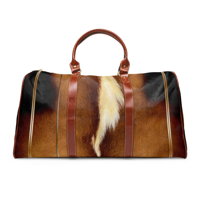Elevate Your Style with Our Horse Skin Faux leather Bag Animal Fur Luggage Brown Duffle Bag | 11222B