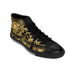 Men High Top Sneakers, Golden Lion Shoes, Black Sneakers, Men Canvas Shoes, Baroque Lion Sneakers, Black Hi Tops Shoes | D20140