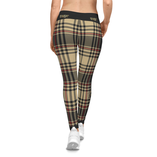 Brown Tartan Plaid Leggings Women Spandex Leggings Casual Wear Leggings Brown Check Leggings Women Lounge Wear