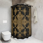 Russian Baroque Shower Curtain Gold Cross Curtain Bathroom Curtain | D20039