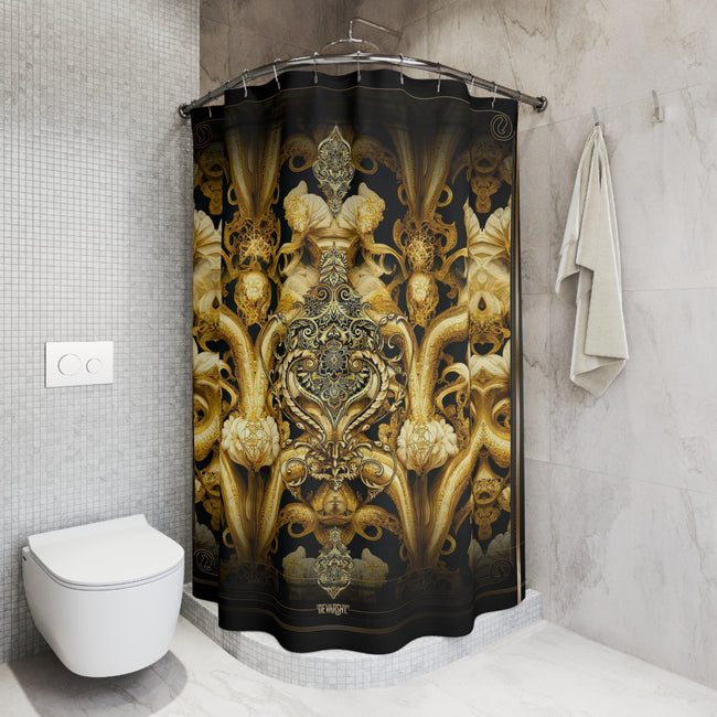 Yellow Gold Shower Curtain Decorative Baroque Curtain Bathroom Curtain | D20123