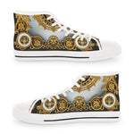 Majestic Baroque Shoes, Unisex High Top Sneakers, Decorative Canvas Shoes, Golden Baroque Sneakers, Trendy Unisex Shoes, Best Selling Sneakers | D20193