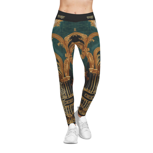 Emerald Green Leggings Women Decorative Baroque Leggings Casual Wear Women Spandex Leggings | D20225