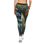 Ornate Peacock Leggings Women Decorative Leggings Casual Wear Spandex Leggings Peacock Print Leggings | D20230