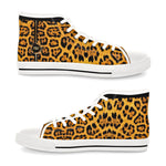 Leopard Print Shoes, Trendy High Top Sneakers, Animal Print Shoes, Fashionable Canvas Shoes, Unisex Sneakers, Leopard Print Shoes | 100167