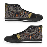 Baroque Owl Canvas Shoes, Unisex High Top Sneakers, Owl Printed Shoes, Unisex Shoes, Owl Print Sneakers, Hi Tops Canvas Shoes, Trendy Sneakers | 002