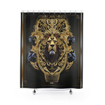 Majestic Lion Shower Curtain Golden Lion Curtain Baroque Bathroom Curtain | D20148