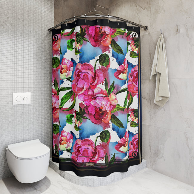 Watercolor Floral Shower Curtain Bathroom Curtain | 10086