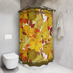 Yellow Flowers Shower Curtain Floral Print Curtain Bathroom Curtain | 10090