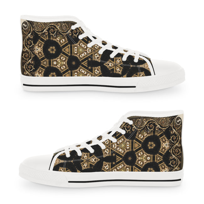 Sacred Geometry Shoes, Trendy High Top Sneakers, Unisex Canvas Shoes, Decorative Hi Tops Shoes, Black Unisex Sneakers  | D20072