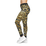 Baroque Angel Leggings Women Spandex Leggings Casual Wear Decorative Golden Leggings Women Lounge Wear | X3451