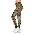 Baroque Leggings Decorative Gold Leggings Spandex Women Leggings Casual Wear Leggings Women Lounge Wear | X3454