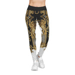 Roman Baroque Leggings Women Ornate Leggings Spandex Casual Wear Leggings Black n White Leggings | X3451