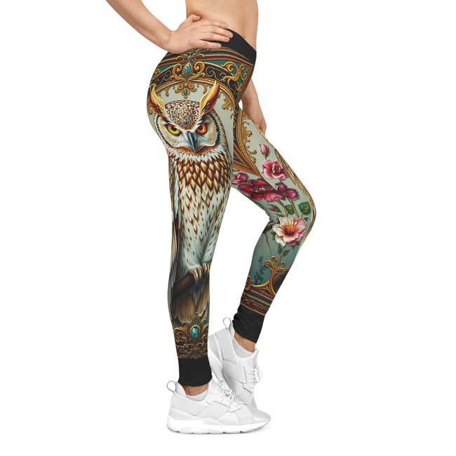 Big Owl Leggings Women Stretchy Pants Animal Print Yoga Tights Women Active wear Best Gift for Bird Lover Nature Inspired Clothing | X3494