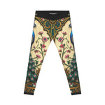 Beige Peacock Leggings Women Peacock Print Leggings Peacock Lovers Gift Women Casual Wear Leggings | X3502