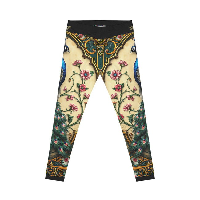 Beige Peacock Leggings Women Peacock Print Leggings Peacock Lovers Gift Women Casual Wear Leggings | X3502