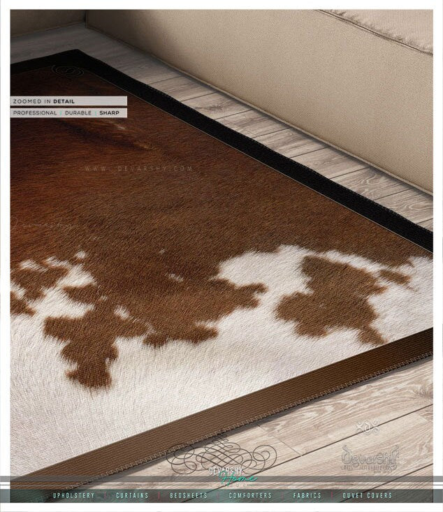 Cow Print Area Rug Cow Skin Carpet Chenille Cowhide Rugs in 3 sizes | 11222