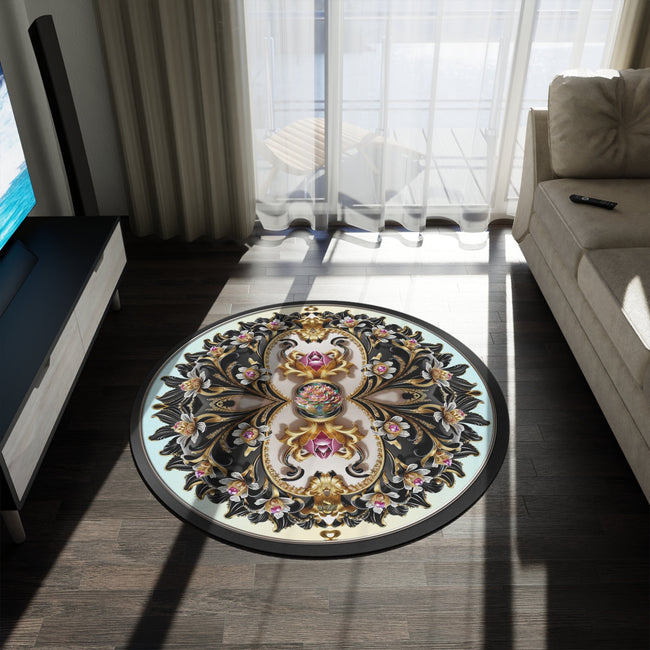 Mandala Floral Round Rug Chenille Carpet Best Selling Rug Floral Area Rug Winter Sale Floral Carpet Trending Orchid Rug Mandala Flowers Carpet