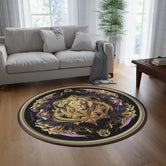 Majestic Lion Round Rug Chenille Carpet Best Selling Rug Decorative Animal Print Area Rug Winter Sale - X9987