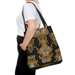 Animal Print Tote Bag Tiger Print Handbag Canvas Tote Bag Black Handbag in 3 Sizes | 0009B