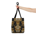 Animal Print Tote Bag Tiger Print Handbag Canvas Tote Bag Black Handbag in 3 Sizes | 0009B