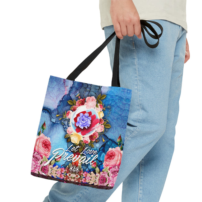 Carry Love Everywhere in This Floral Tote Bag Sustainable Canvas Beach Bag Blue Floral Handbag | LLP01