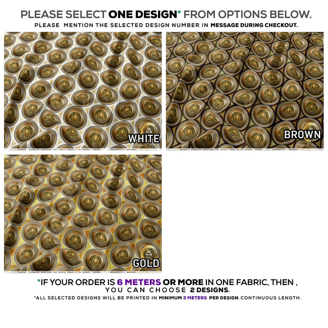 Lion Medallions Apparel Fabric 3Meters+ | 3 Designs | 8 Fabrics Option | Fabric By the Yard | 059