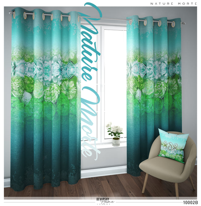Green Florals Pattern PREMIUM Curtain Panel. Available on 12 Fabrics. Made to Order. 10002B