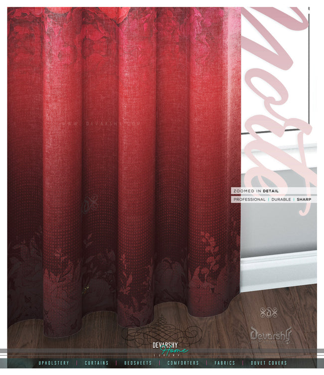 Red Florals Pattern PREMIUM Curtain Panel. Available on 12 Fabrics. Made to Order. 10002A