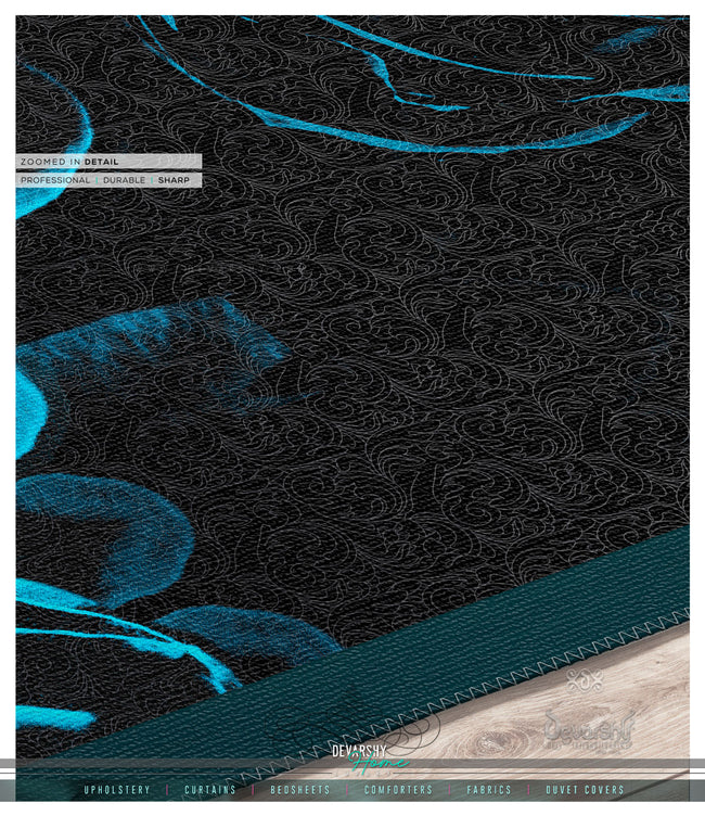 Rose Floral Cyan Area Rug, Available in 3 sizes |10003B