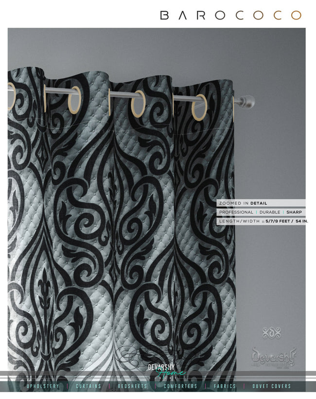 Grey Damask Pattern PREMIUM Curtain. Available on 12 Fabrics. Made to Order. 10005A