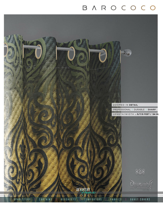 Yellow Damask Curtain panel, Made to Order on 12 Fabric Options - 10005B