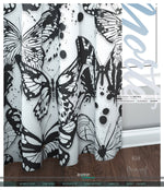 Beautiful Butterflies Black and White PREMIUM Curtain. Available on 12 Fabrics. Made to Order. 10006A