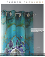 Turquoise Abstract Print PREMIUM Curtain Panel. Available on 12 Fabrics. Made to Order. 10008D