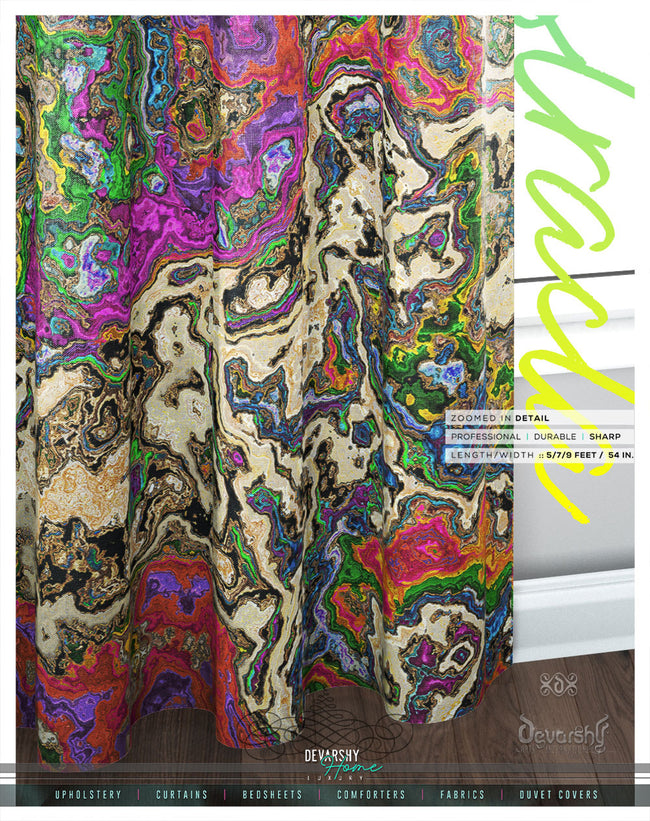 Paper Marbling Print PREMIUM Curtain Panel. Available on 12 Fabrics. Made to Order. 100107